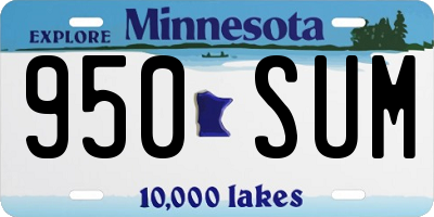 MN license plate 950SUM