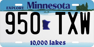 MN license plate 950TXW