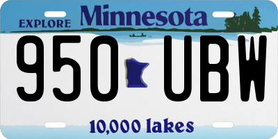 MN license plate 950UBW