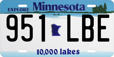 MN license plate 951LBE