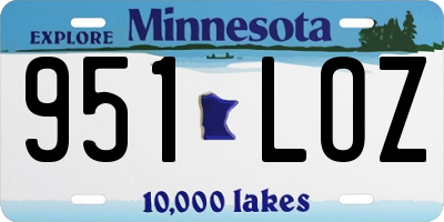 MN license plate 951LOZ