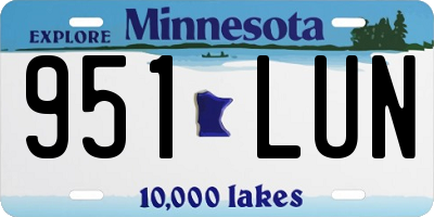 MN license plate 951LUN