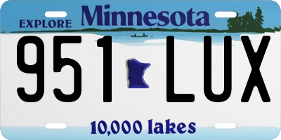 MN license plate 951LUX