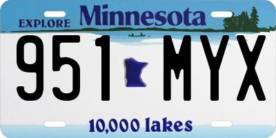 MN license plate 951MYX
