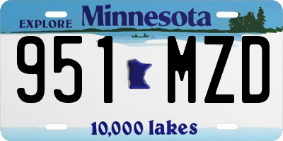 MN license plate 951MZD