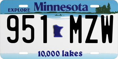 MN license plate 951MZW