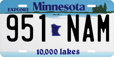 MN license plate 951NAM