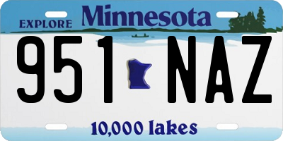 MN license plate 951NAZ