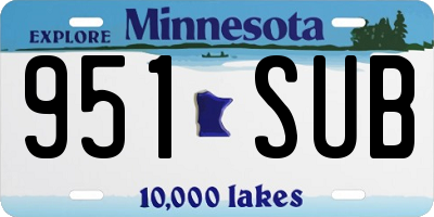 MN license plate 951SUB