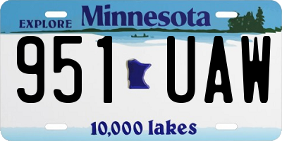 MN license plate 951UAW