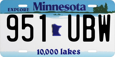 MN license plate 951UBW