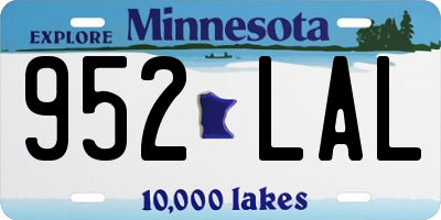 MN license plate 952LAL