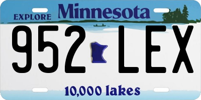 MN license plate 952LEX