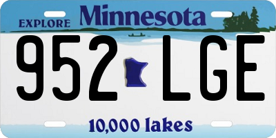 MN license plate 952LGE