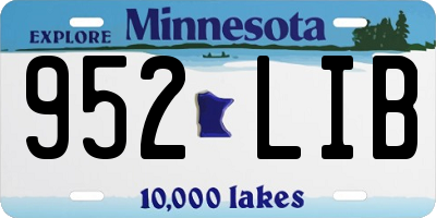 MN license plate 952LIB