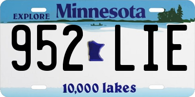 MN license plate 952LIE
