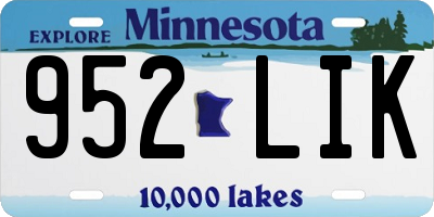MN license plate 952LIK