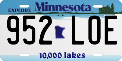 MN license plate 952LOE