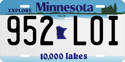 MN license plate 952LOI