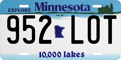 MN license plate 952LOT