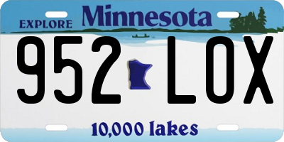 MN license plate 952LOX