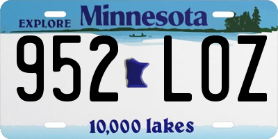 MN license plate 952LOZ