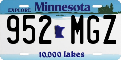 MN license plate 952MGZ