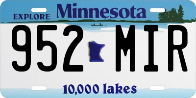 MN license plate 952MIR