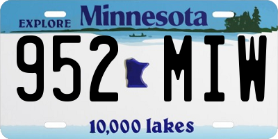 MN license plate 952MIW