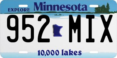 MN license plate 952MIX