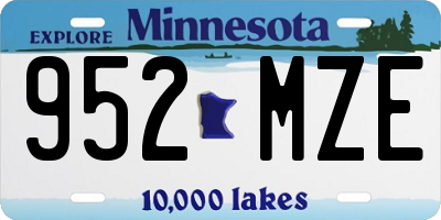 MN license plate 952MZE