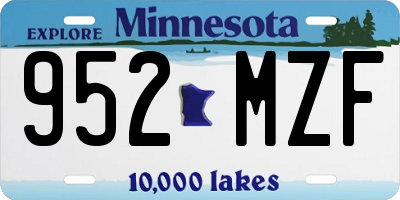 MN license plate 952MZF
