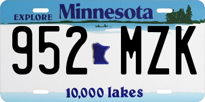 MN license plate 952MZK