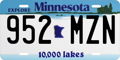 MN license plate 952MZN
