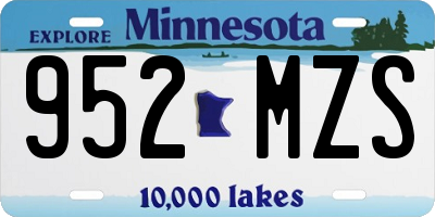 MN license plate 952MZS