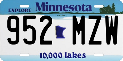 MN license plate 952MZW