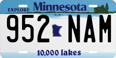 MN license plate 952NAM