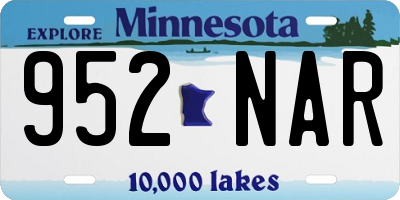 MN license plate 952NAR