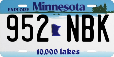 MN license plate 952NBK