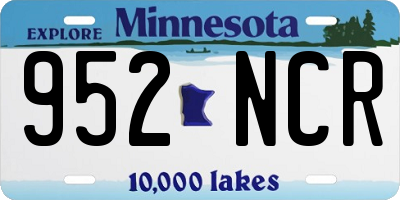 MN license plate 952NCR