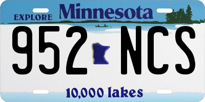 MN license plate 952NCS