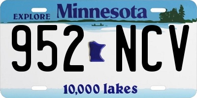 MN license plate 952NCV