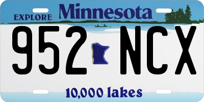 MN license plate 952NCX