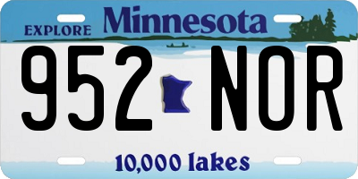 MN license plate 952NOR