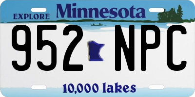 MN license plate 952NPC
