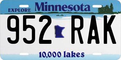 MN license plate 952RAK