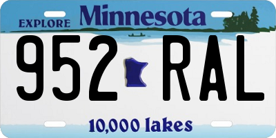 MN license plate 952RAL