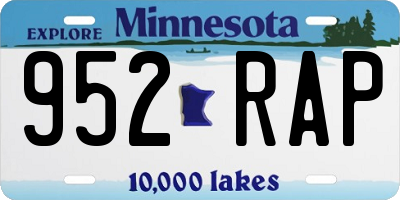 MN license plate 952RAP