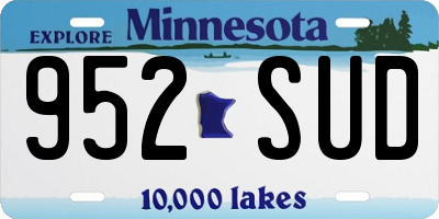 MN license plate 952SUD