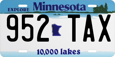 MN license plate 952TAX